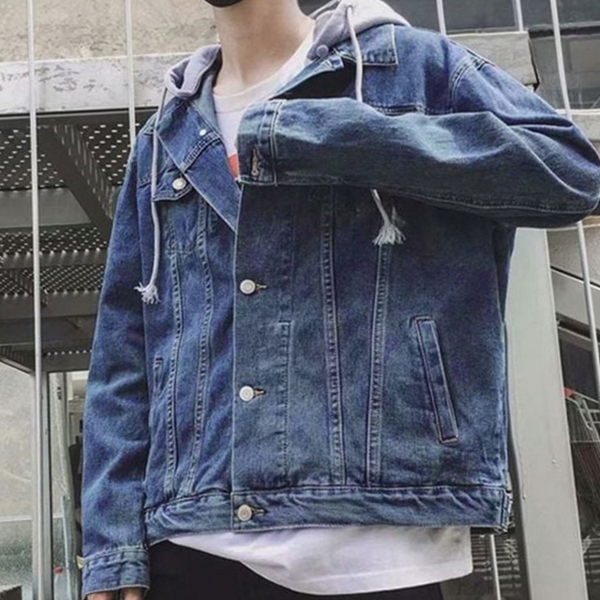 루즈핏 청 자켓 데님 후드 자켓 캐주얼 가을 남성 잠바 간절기 청남방 아우터 봄 - 상품 이미지