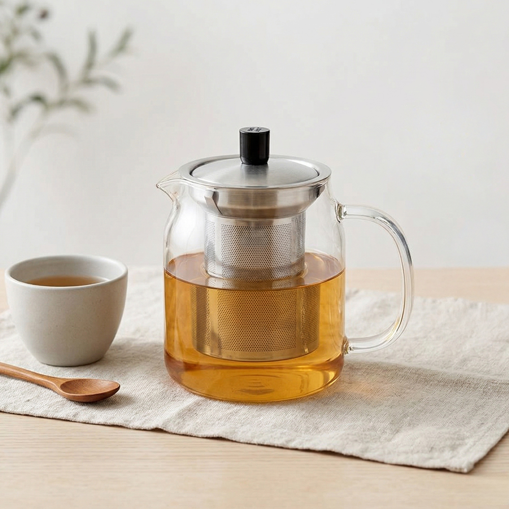 세이타 라이트킹 스텐 티포트 내열유리 차주전자 650ml - 상품 이미지