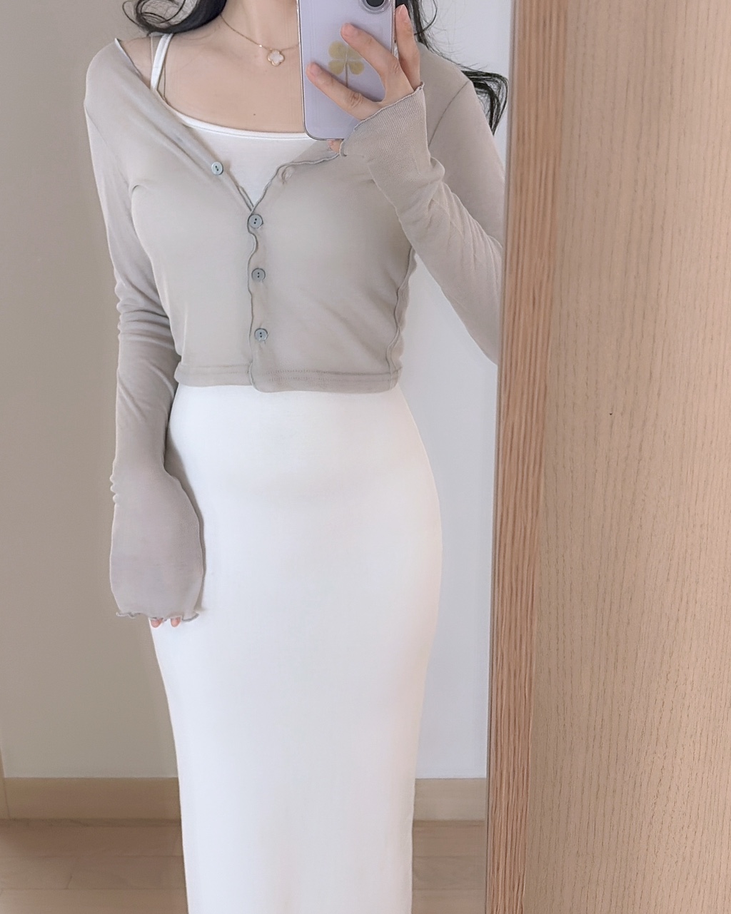 여리여리 여름 브이넥 물결 숏기장 가디건 - 상품 이미지