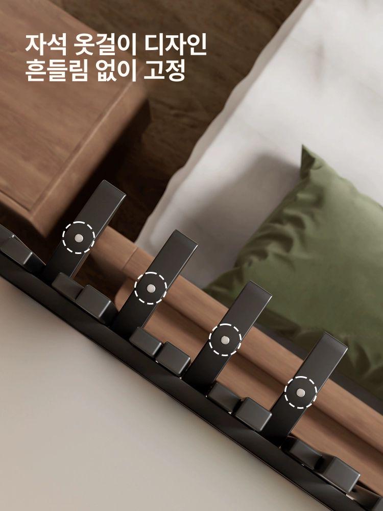 원목 벽걸이 행거 접이식 수납 키 옷가게 행잇올 고리 블랙 5키 - 상세 이미지 4