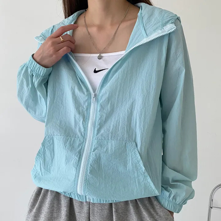 FSF- 0006 썸머 초경량 후드 집업 바람막이 윈드브레이커 4Color 데일리룩 - 상품 이미지