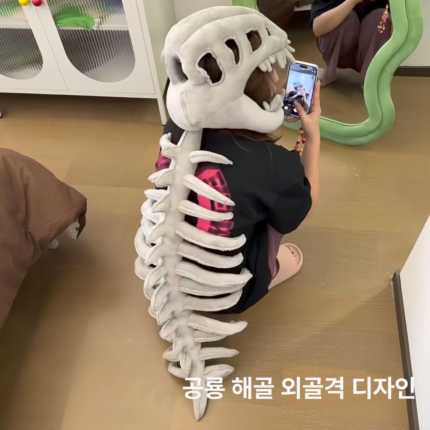 푹신한 뼈모자 공룡 스켈레톤 인형모자 파티용품 할로윈 코스프레 캐릭터 특이한 - 상세 이미지 2