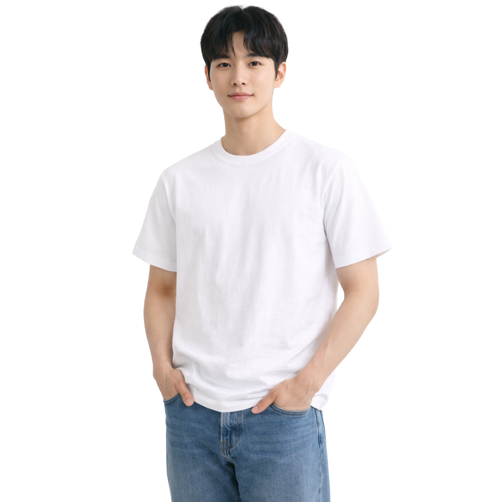 1+1 무지 반팔 티셔츠 20수 탄탄한 기본 레이어드 빅사이즈 목안늘어나는 흰티 - 상세 이미지 4