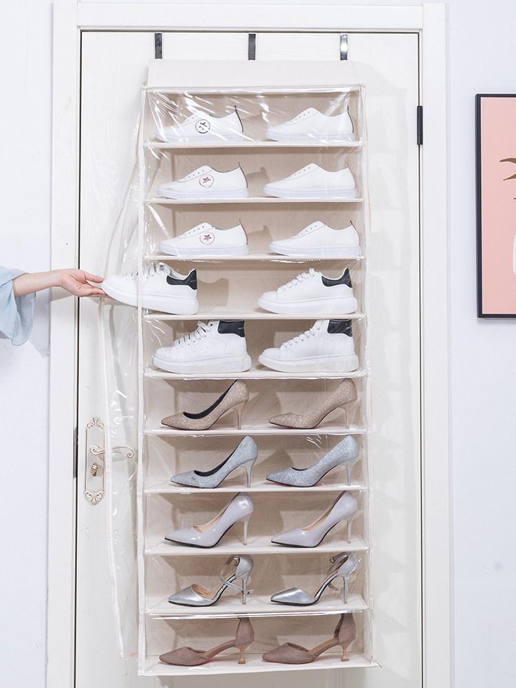문뒤 벽걸이정리함 인형 투명 대형 진열장 문걸이 보관 베이지화이트 61cmx16cmx150cm 10칸 - 상세 이미지 3