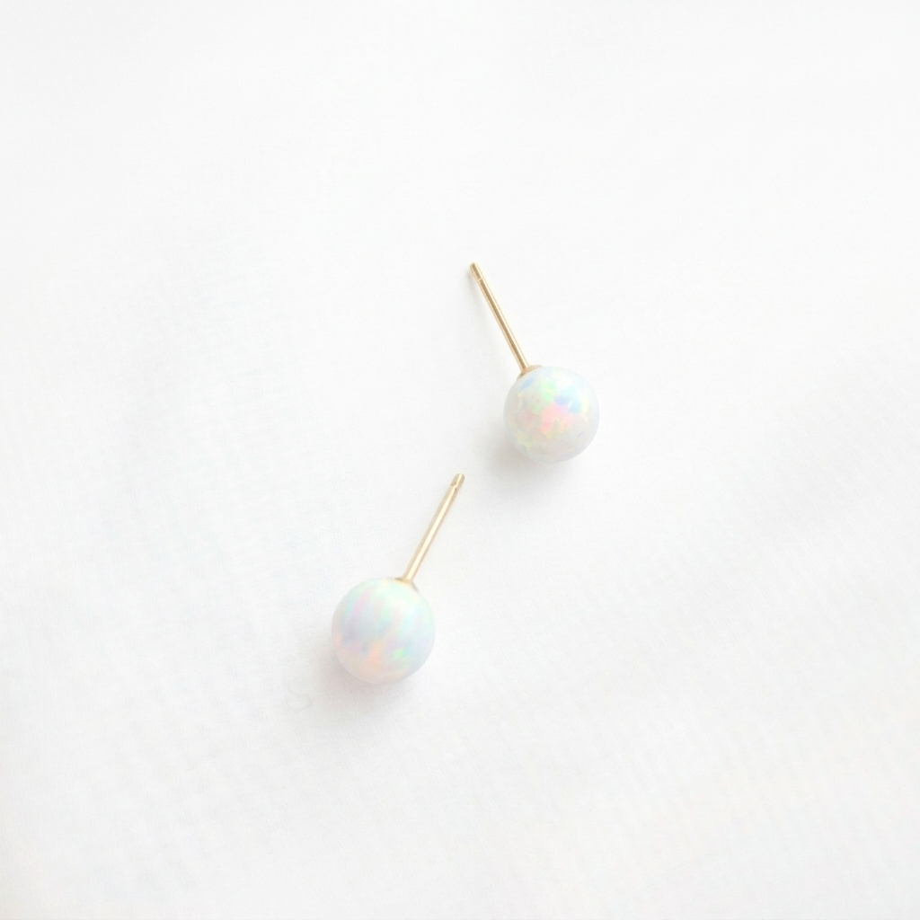 14k 8mm 합성오팔 귀걸이 OPPE0201 이미지 7