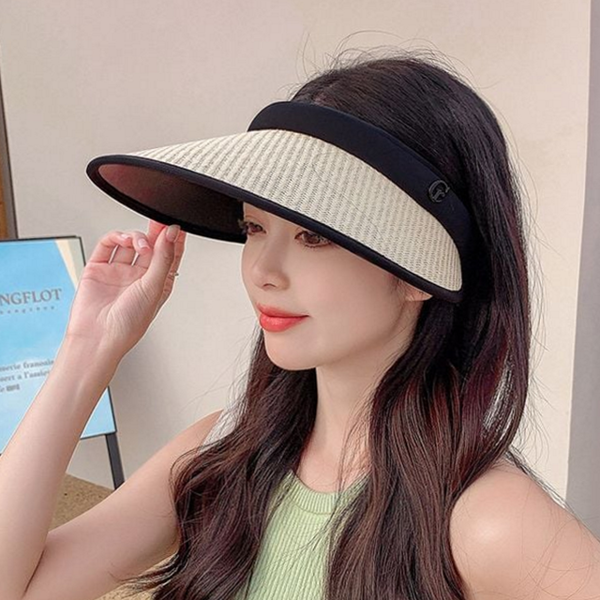 넓은 여성 썬 캡 자외선 여성 라탄 썬 캡 여름 - 상품 이미지