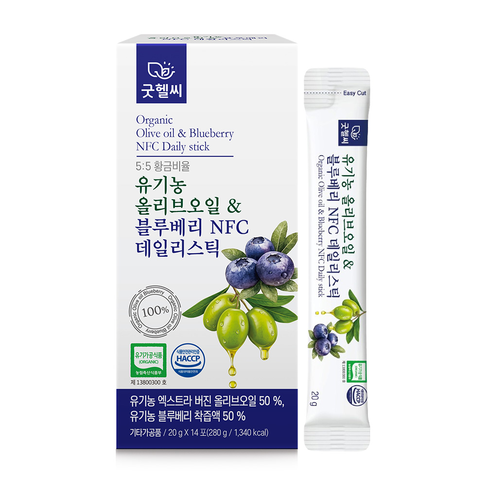 굿헬씨 유기농 올리브오일 & 블루베리 NFC 데일리스틱 280g 14포, 1개 - 상품 이미지