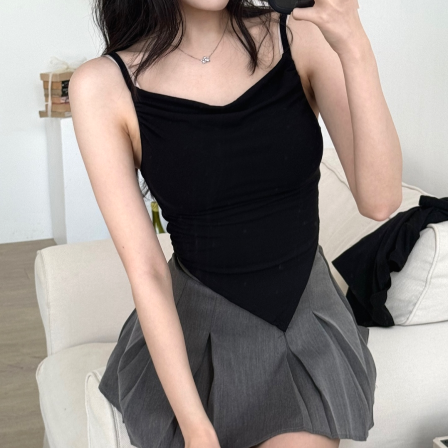 퍼프셔링 끈나시 크롭가디건 세트 민소매 여리핏 슬림 봄여름 여성 국내제작 6컬러 - 상세 이미지 2