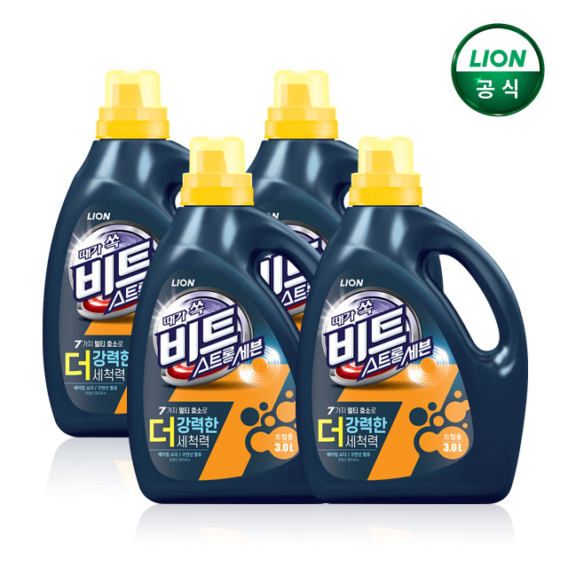 비트 스트롱세븐 액체세제 3L 용기 x 4개 드럼용 / 세탁세제,강력 세척 - 상품 이미지
