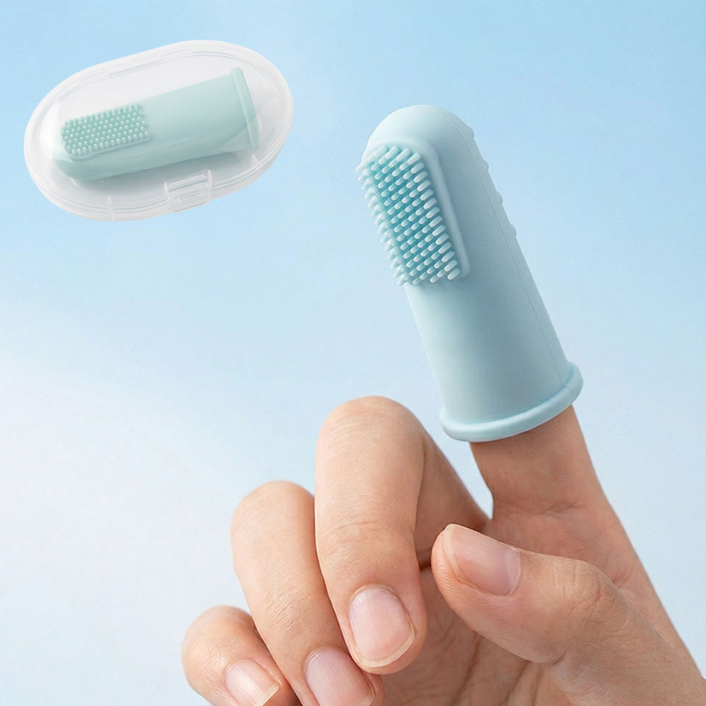크레용펫 강아지 손가락 칫솔 고양이 양치 실리콘 케이스 세트 - 상품 이미지