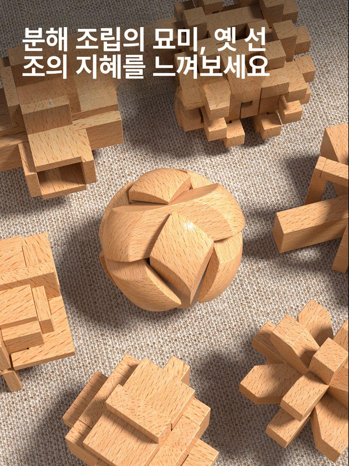 노반쇄 공명쇄 발달 제품 블록 세트 36종 두뇌 25종 장난감 1. 9P 너도밤나무(초급) - 상세 이미지 2