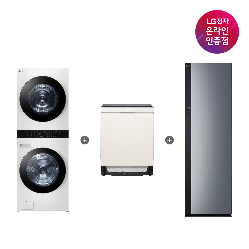 LG 트롬 워시타워 + LG 디오스 식기세척기 + LG 스타일러 (W2421WAMR + DUE6BGL1E + SC5GMR52S) - 상품 이미지