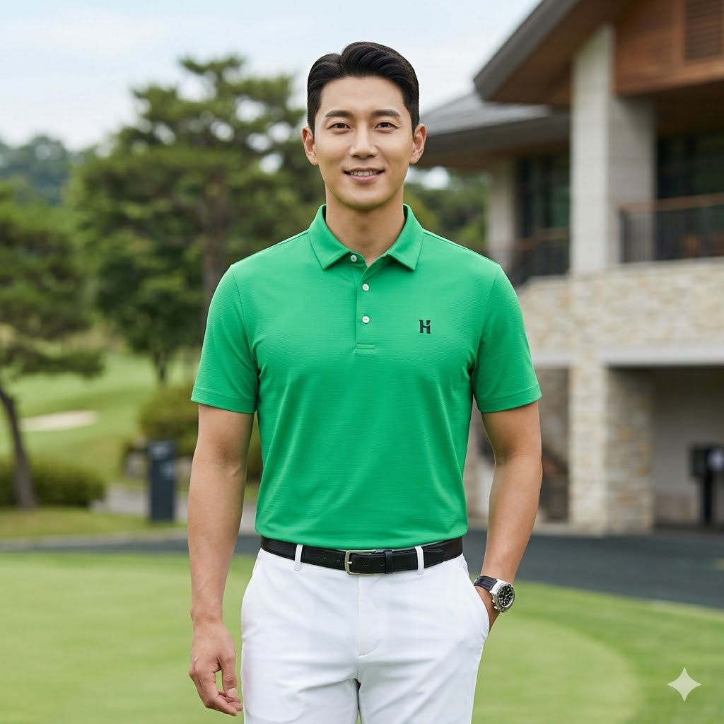 헤지스골프 여름 남성 골프웨어 클래식 면스판 골프 반팔티셔츠 - 상품 이미지