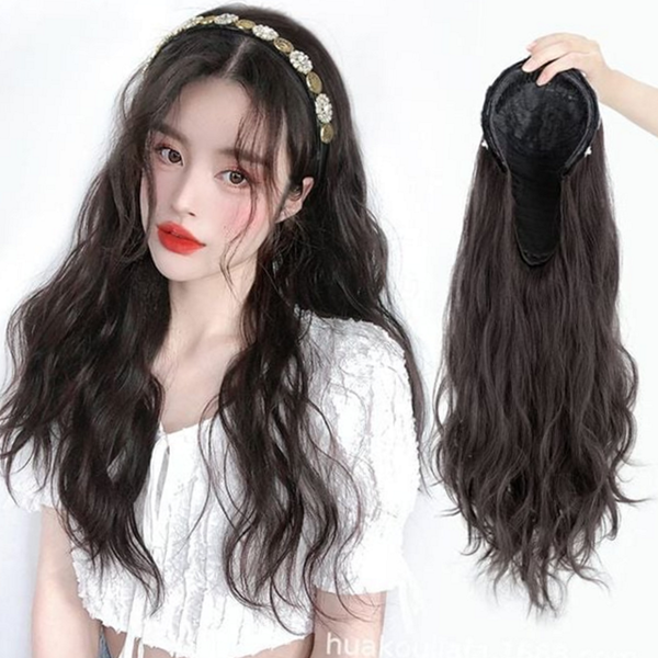 데일리 여성 머리띠 가발 웨이브 여성 헤어밴드 가발 인모 통가발 - 상품 이미지
