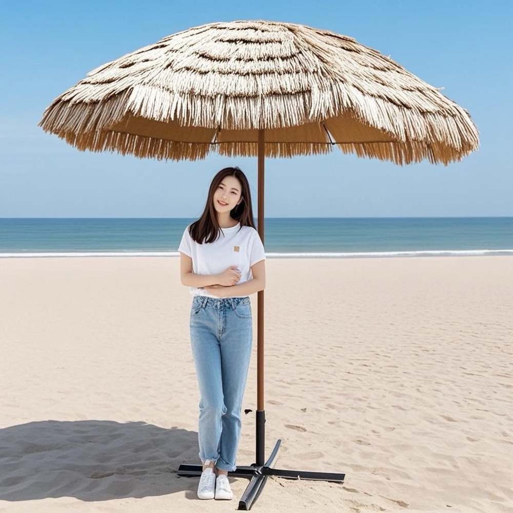 초가 밀짚 볏짚 지푸라기 라탄 감성 동남아 제주도 해변 피크닉 비치 캠핑 야외 그늘막 - 상품 이미지
