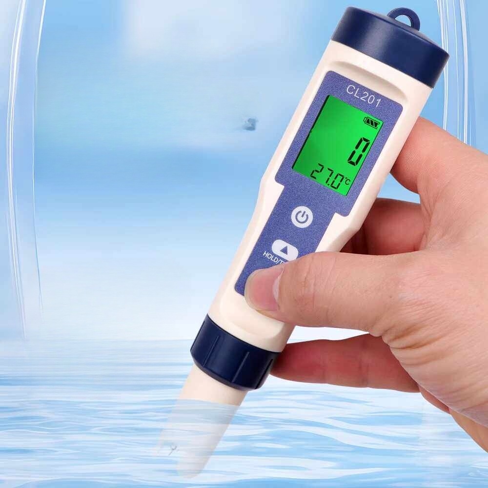 스마트 염소 관리 휴대용 펜형 고정밀 ABS 재질 LCD 디지털 잔류염소 농도 수온 동시 - 상세 이미지 2