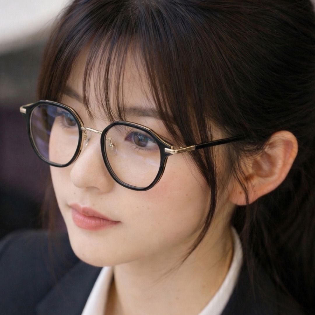 제미로디 투스티 다각형 명품 콤비 뿔테안경 코받침 남자 여자 빅사이즈 큰안경테 이미지 2