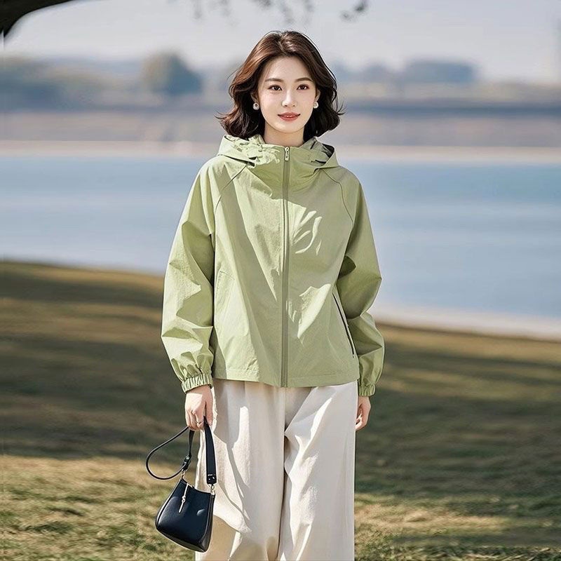 여성 루즈핏 후드 바람막이 점퍼 봄 가을 간절기 가벼운 아우터 - 상세 이미지 3