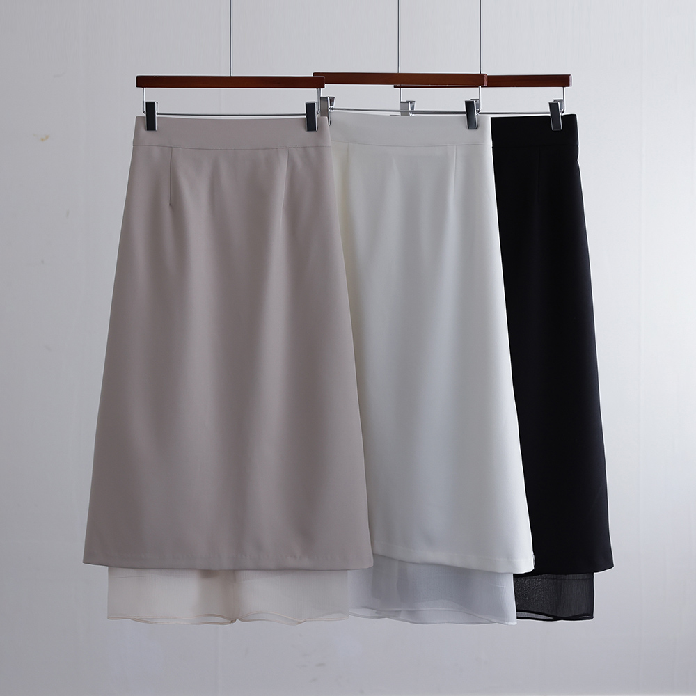 하객룩 H라인 밑단 샤 레이어드 롱 스커트 시엔 이미지 7