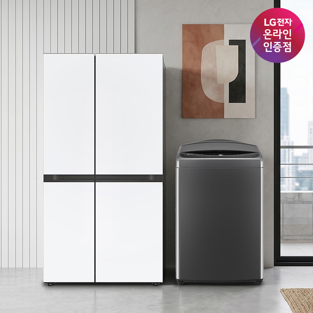 LG 디오스 AI 오브제컬렉션 냉장고 (양문형) + LG 통돌이 세탁기 (S836MQQ012 + T19MX8A)