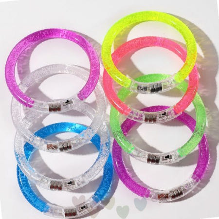 무지개색 발광 팔찌 공연장 응원 야간 행사 축제 이벤트 파티 야외 활동 조명