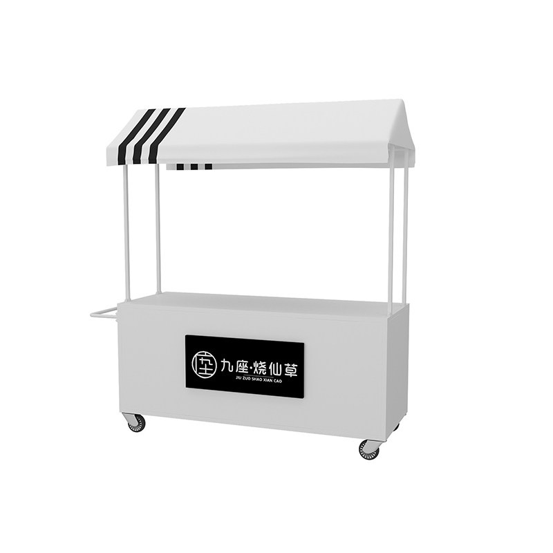 플리마켓 매대 판매대 이동식 바퀴형 철제 노란색 어닝 카페 간식 노점 홍보 진열 부스 - 상세 이미지 5