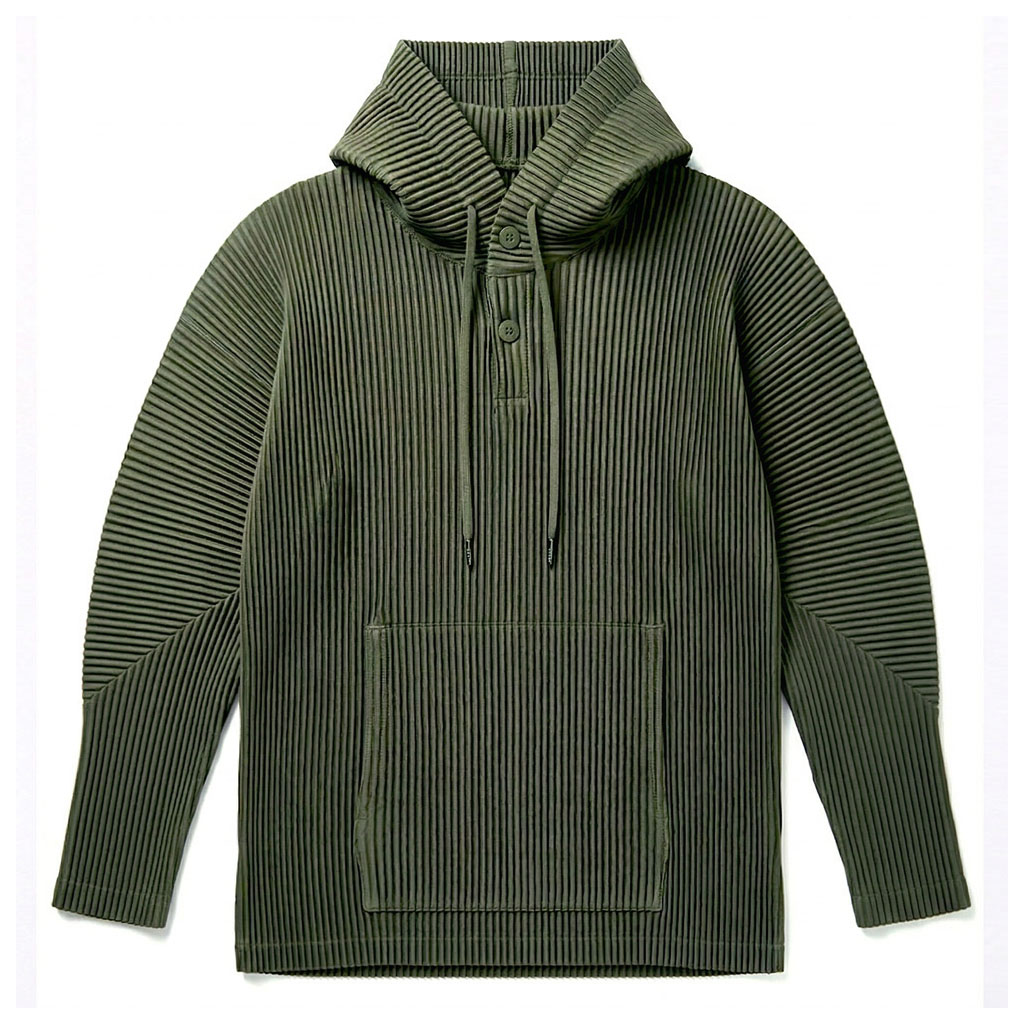 VH53 플리츠 머슬핏 남자 포켓 후드 긴팔 티 SIGNATURE PLEATS - 상세 이미지 4