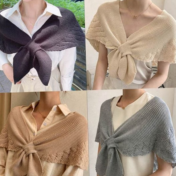 폴리에스터 여성 숄더 스카프 데일리 여성 보우 스카프 니트 패션 - 상품 이미지