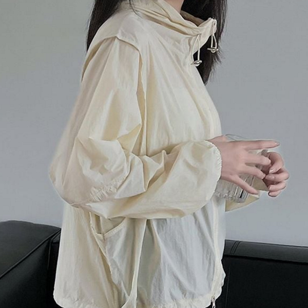 경량 여성 바람막이 자켓 후드 여성 아웃도어 자켓 여름 자외선 차단 러닝 집업 잠바 등산 - 상품 이미지