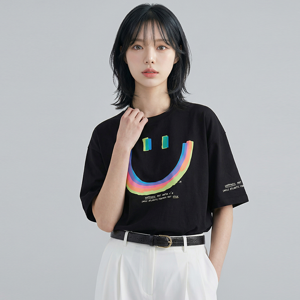 5부 반팔티 컬러스마일 오버핏 반팔 티셔츠 이미지 8