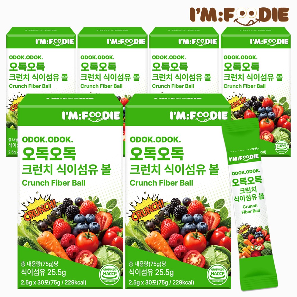 아임푸디 오독오독 크런치 식이섬유 볼 야채 샐러드 샤인머스켓맛 30포, 6개 - 상품 이미지