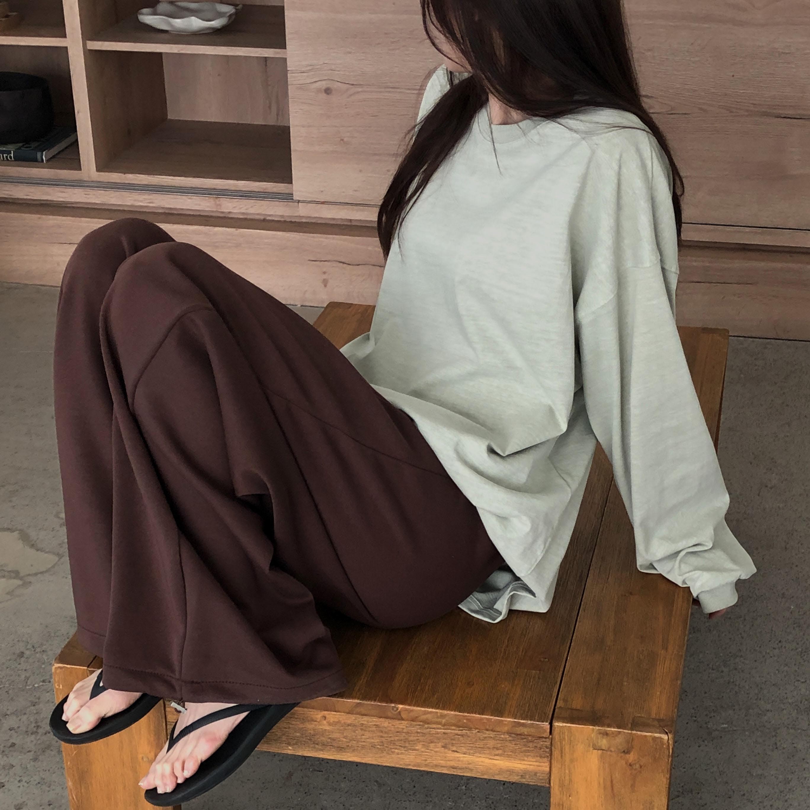 여성 피그먼트 무지 오버핏 롱슬리브 빅사이즈 루즈핏 공용 빈티지 워싱 맨투맨 긴팔티 이미지 7