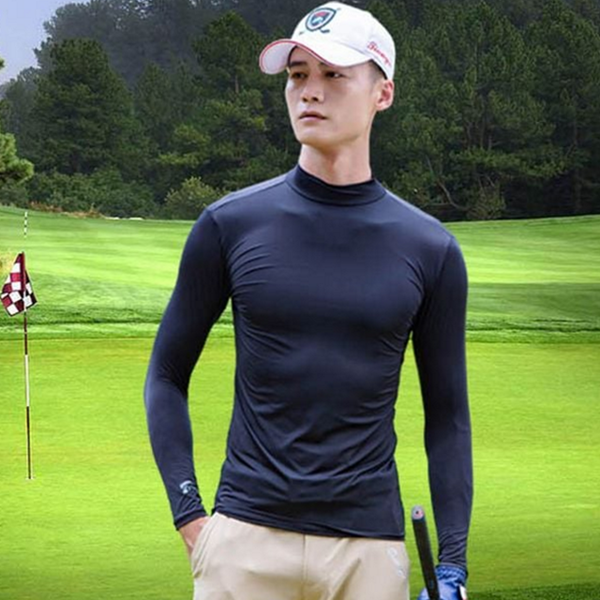 기능성 남성 골프 티셔츠 라운드 골프 이너웨어 상의 이너 스판 골프웨어 흡한속건 스판덱스 - 상품 이미지