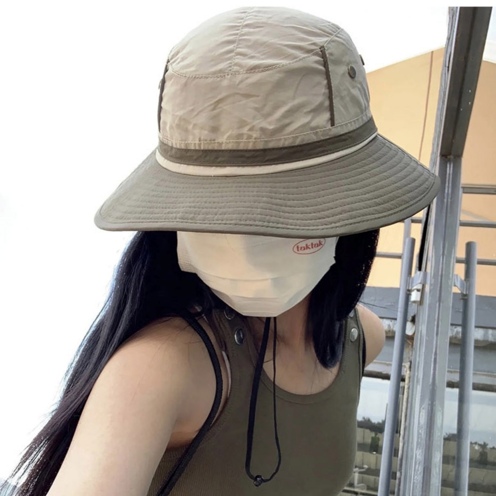 아웃도어 등산 예쁜 배색 통기성 여성 사파리햇 모자 남성 여자 메쉬 여름 버킷햇 낚시 - 상품 이미지