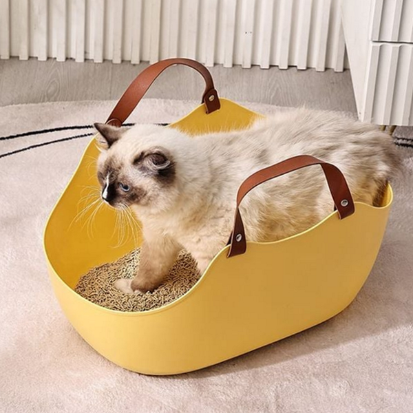 낮은 오픈형 화장실 손잡이 반려묘 화장실 고양이 모래통 휴대용 반려동물 애완 동물 배변 통 - 상품 이미지