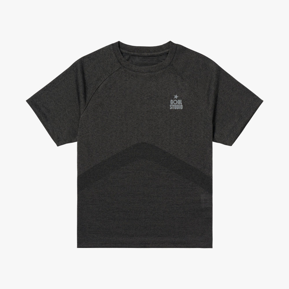 WS JACQUARD TEE-CHARCOAL - 상품 이미지
