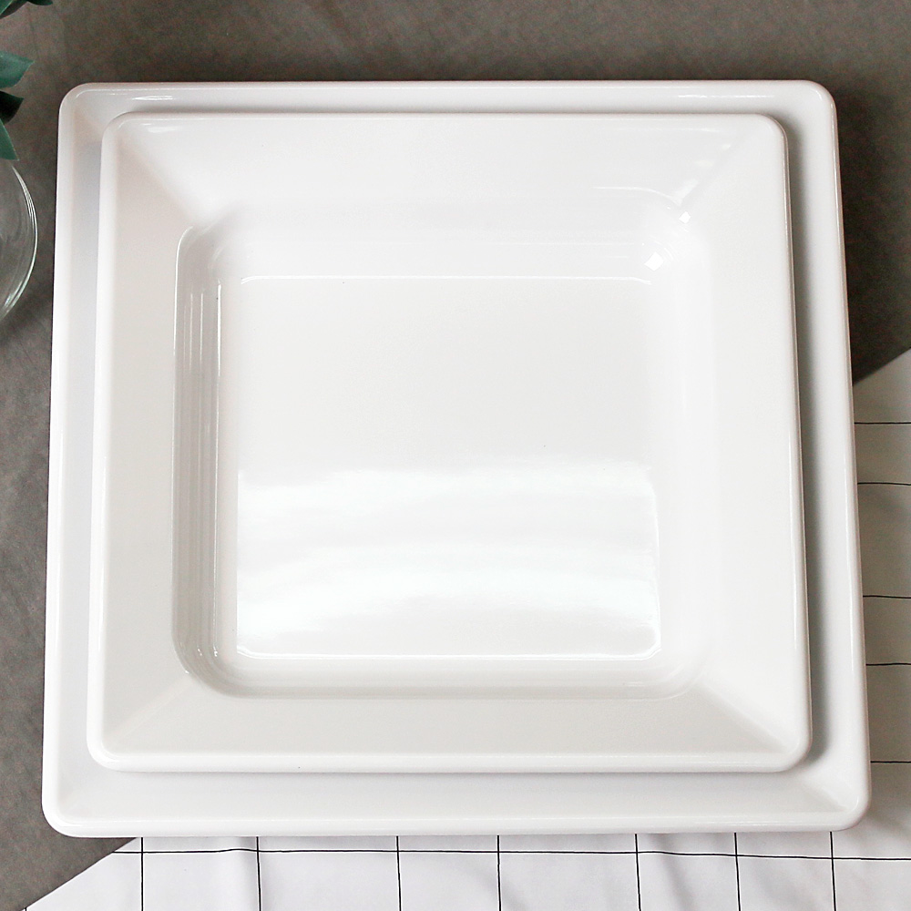 뷔페 대형 큰 멜라민 그릇 업소용 식당 샐러드 뷔페접시 35cm, 사각 - 상세 이미지 4