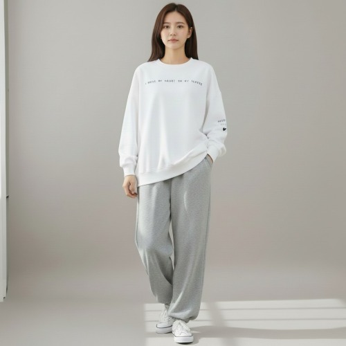 투스타시스 (국산원단/국내생산) T1074 레터링 하트 7부/긴팔 맨투맨 티셔츠 미시옷 - 상품 이미지
