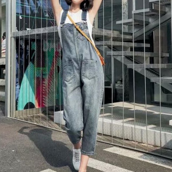 캐주얼 여성 멜빵 바지 코디 여성 데님 멜빵 바지 점프 - 상품 이미지