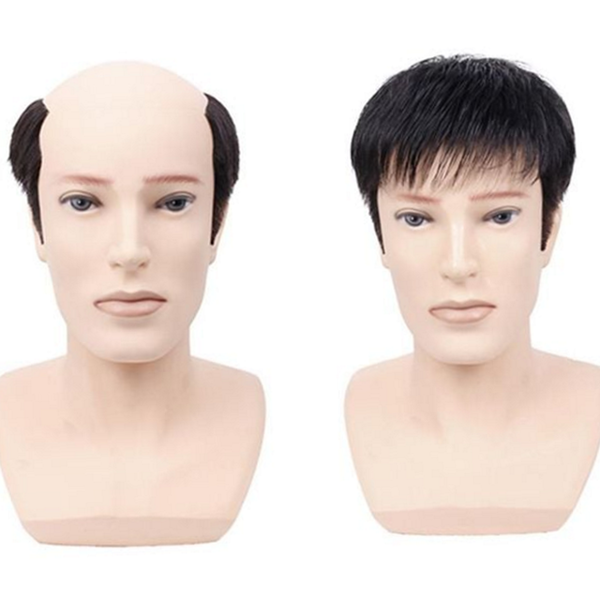정수리 남성 부분 가발 패션 남성 인모 가발 짧은 머리 - 상품 이미지