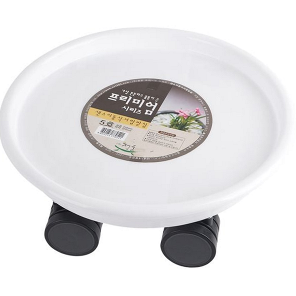 다용도 이동식 화분 받침 트레이 바퀴형 화분 받침대 실내 식물 대 원형 물받침 이동형 바퀴 - 상품 이미지