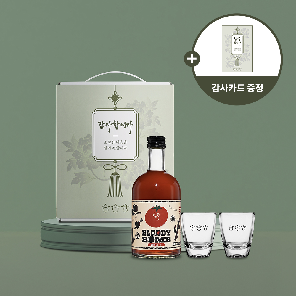 감사 샷잔선물세트 블러디밤 18도 375ml 명절 설날 추석 가정의달 선물 - 상품 이미지