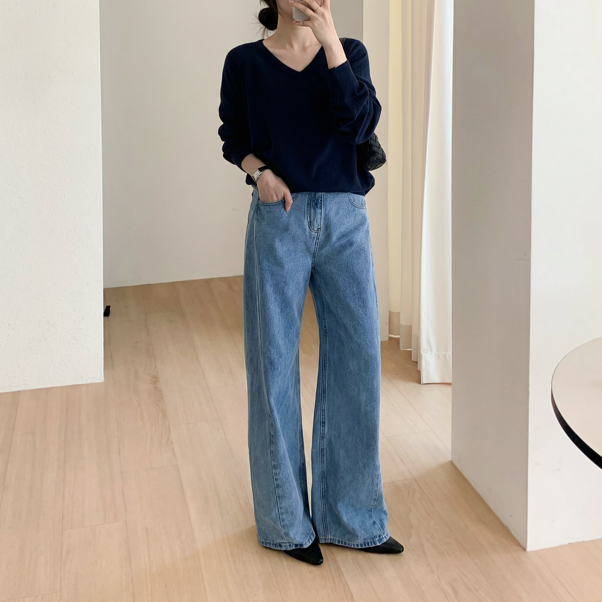 연청데님 여성통청바지 하이웨스트청바지 커브드데님 커브드진 커브진 이미지 6