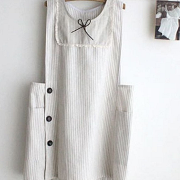 레이스 여성 앞치마 홈카페 데일리 앞치마 코튼 린넨 주방 공방 - 상품 이미지