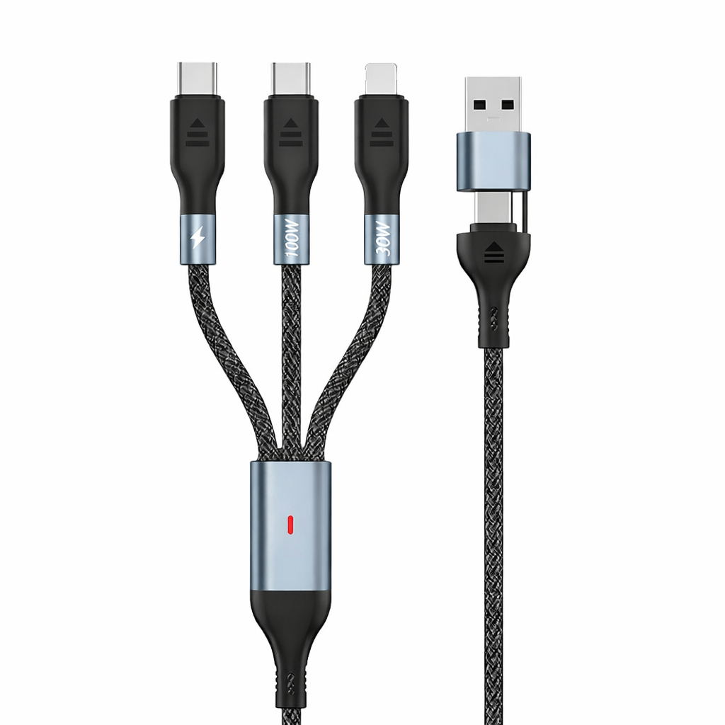 바라보고 듀오트리 2in3 100W 멀티 고속충전 케이블 블랙, 1개, 2m - 상세 이미지 2