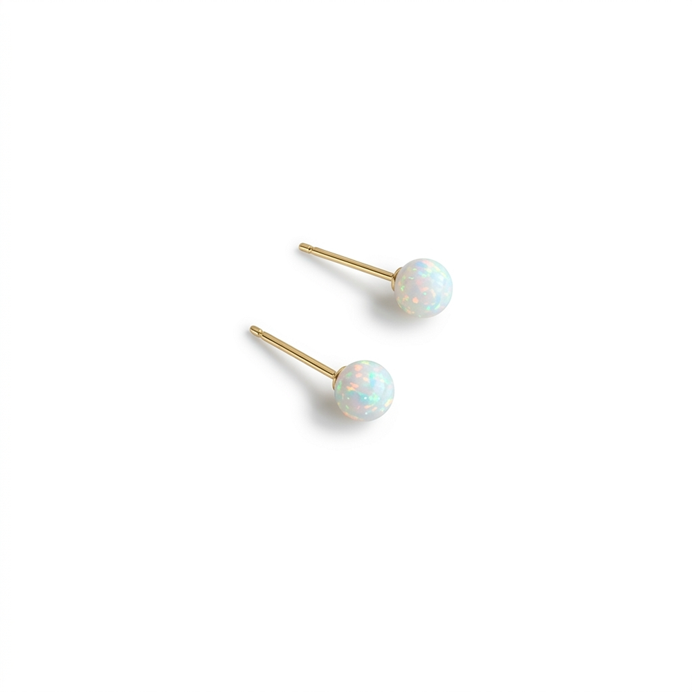 14k 6mm 합성오팔 귀걸이 OPPE0200 - 상세 이미지 5