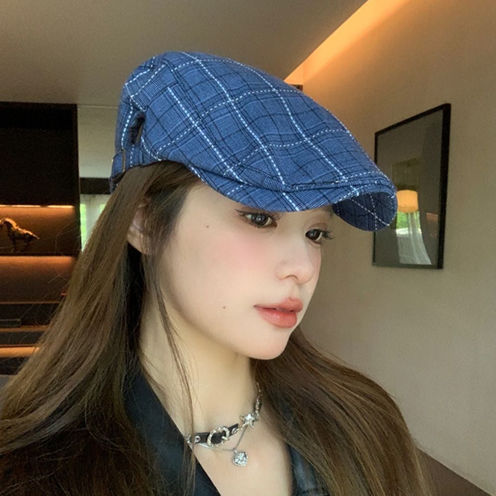 남성 헌팅캡 내추럴 여름 클래식 체크 남녀 공용 모자 겨울 중년 남자 50대 어르신 - 상품 이미지