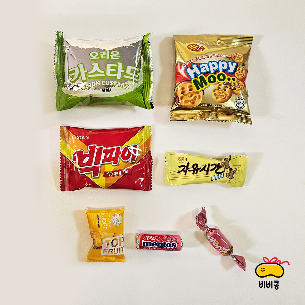비비콩 꽁냥세트 학교 학원 교회 행사 단체간식 어린이집 과자 선물 세트 간식꾸러미 박스 - 상세 이미지 2
