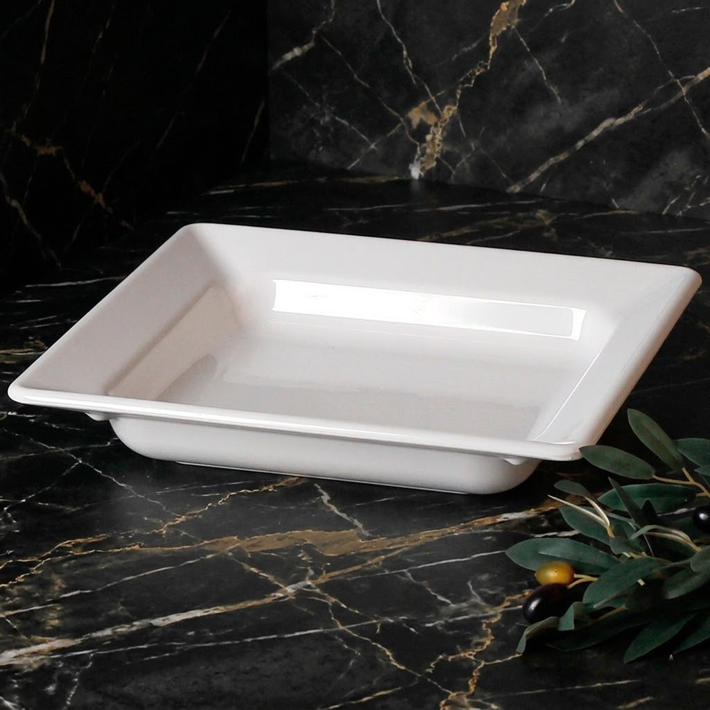 뷔페 대형 큰 멜라민 그릇 업소용 식당 샐러드 뷔페접시 35cm, 사각 - 상품 이미지