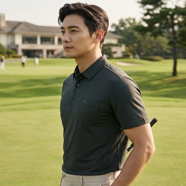 닥스 골프 남성 여름 필드룩 어깨체크 라인형 카라 반팔 티셔츠 - 상품 이미지